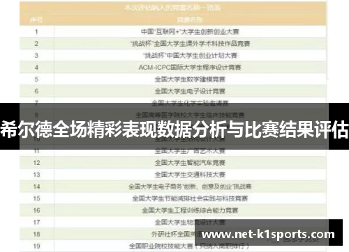 希尔德全场精彩表现数据分析与比赛结果评估